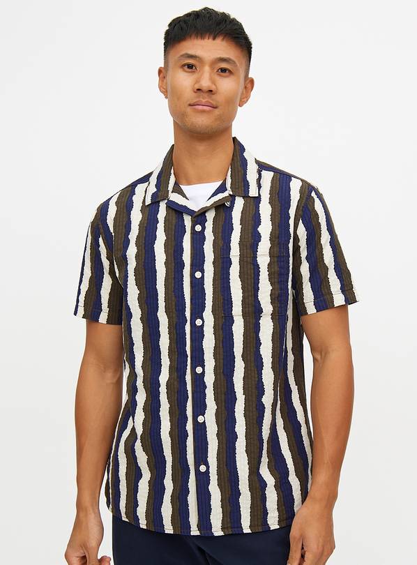 Wavy Stripe Short Sleeve Shirt XXXXL